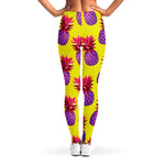 Purple EDM Pineapple Pattern Print Women's Leggings