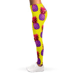 Purple EDM Pineapple Pattern Print Women's Leggings