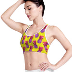 Purple EDM Pineapple Pattern Print Women's Sports Bra