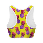 Purple EDM Pineapple Pattern Print Women's Sports Bra