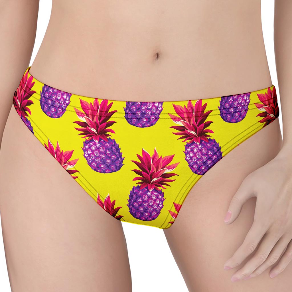 Purple EDM Pineapple Pattern Print Women's Thong