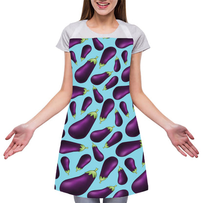 Purple Eggplant Pattern Print Adjustable Apron