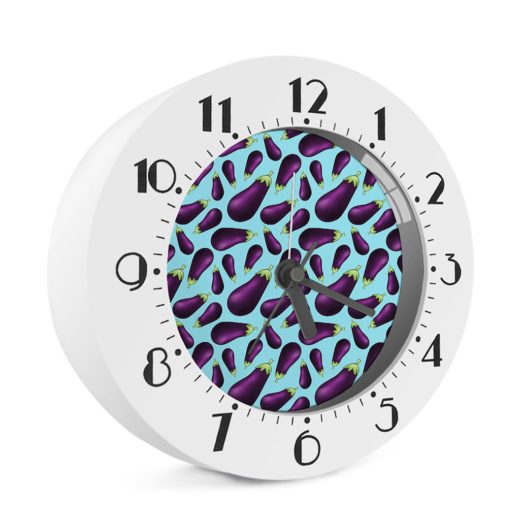 Purple Eggplant Pattern Print Alarm Clock