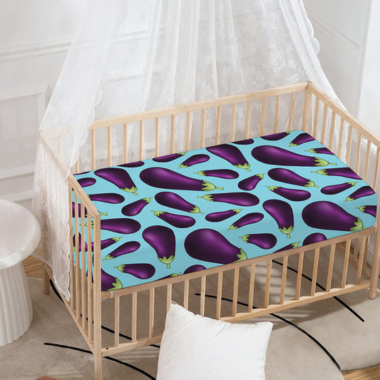 Purple Eggplant Pattern Print Baby Crib Sheet