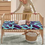 Purple Eggplant Pattern Print Baby Crib Sheet