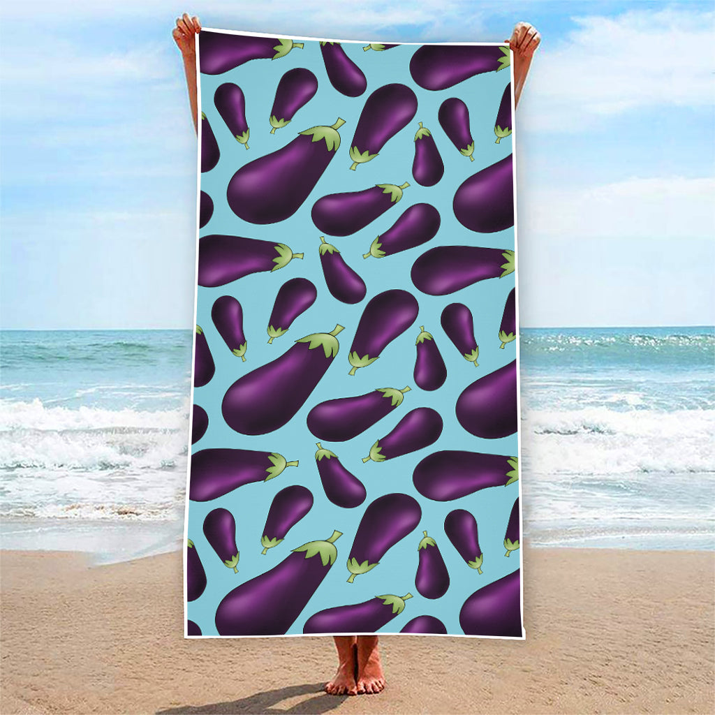 Purple Eggplant Pattern Print Beach Towel