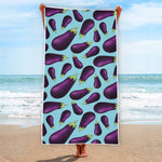 Purple Eggplant Pattern Print Beach Towel