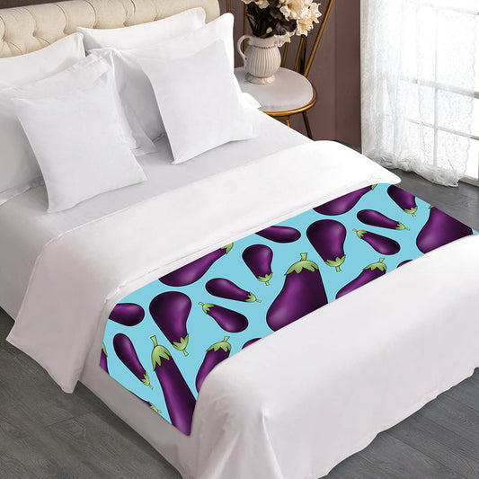 Purple Eggplant Pattern Print Bed Runner