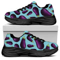 Purple Eggplant Pattern Print Black Chunky Shoes
