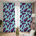Purple Eggplant Pattern Print Dimout Pencil Pleat Curtains