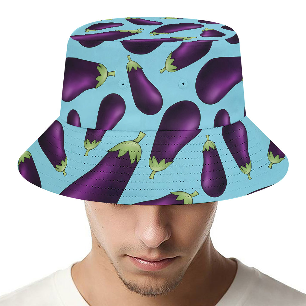 Purple Eggplant Pattern Print Bucket Hat