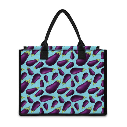Purple Eggplant Pattern Print Canvas Tote Bag