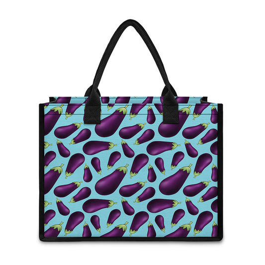 Purple Eggplant Pattern Print Canvas Tote Bag