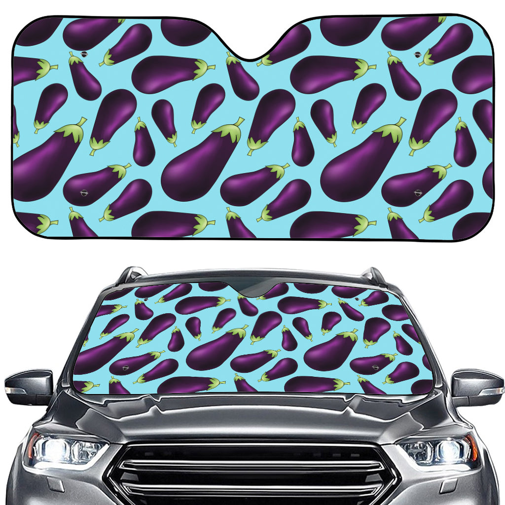 Purple Eggplant Pattern Print Car Windshield Sun Shade