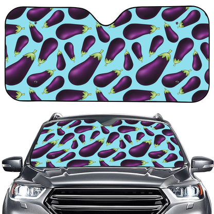 Purple Eggplant Pattern Print Car Windshield Sun Shade