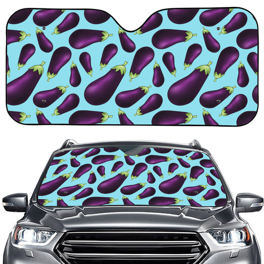 Purple Eggplant Pattern Print Car Windshield Sun Shade