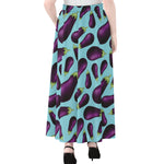 Purple Eggplant Pattern Print Chiffon Maxi Skirt