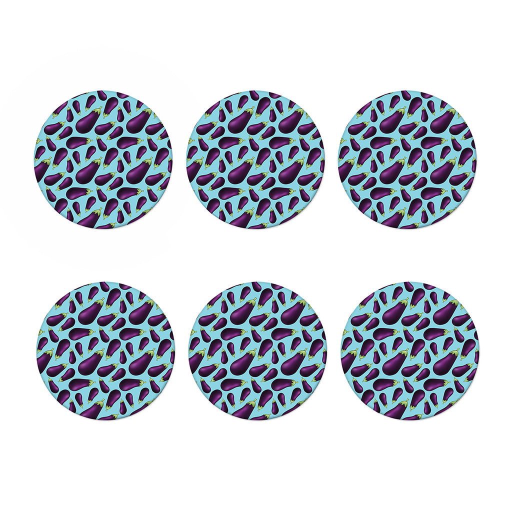 Purple Eggplant Pattern Print Coaster Set