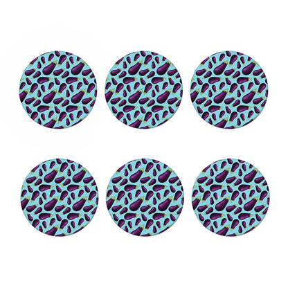 Purple Eggplant Pattern Print Coaster Set