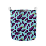 Purple Eggplant Pattern Print Collapsible Laundry Basket