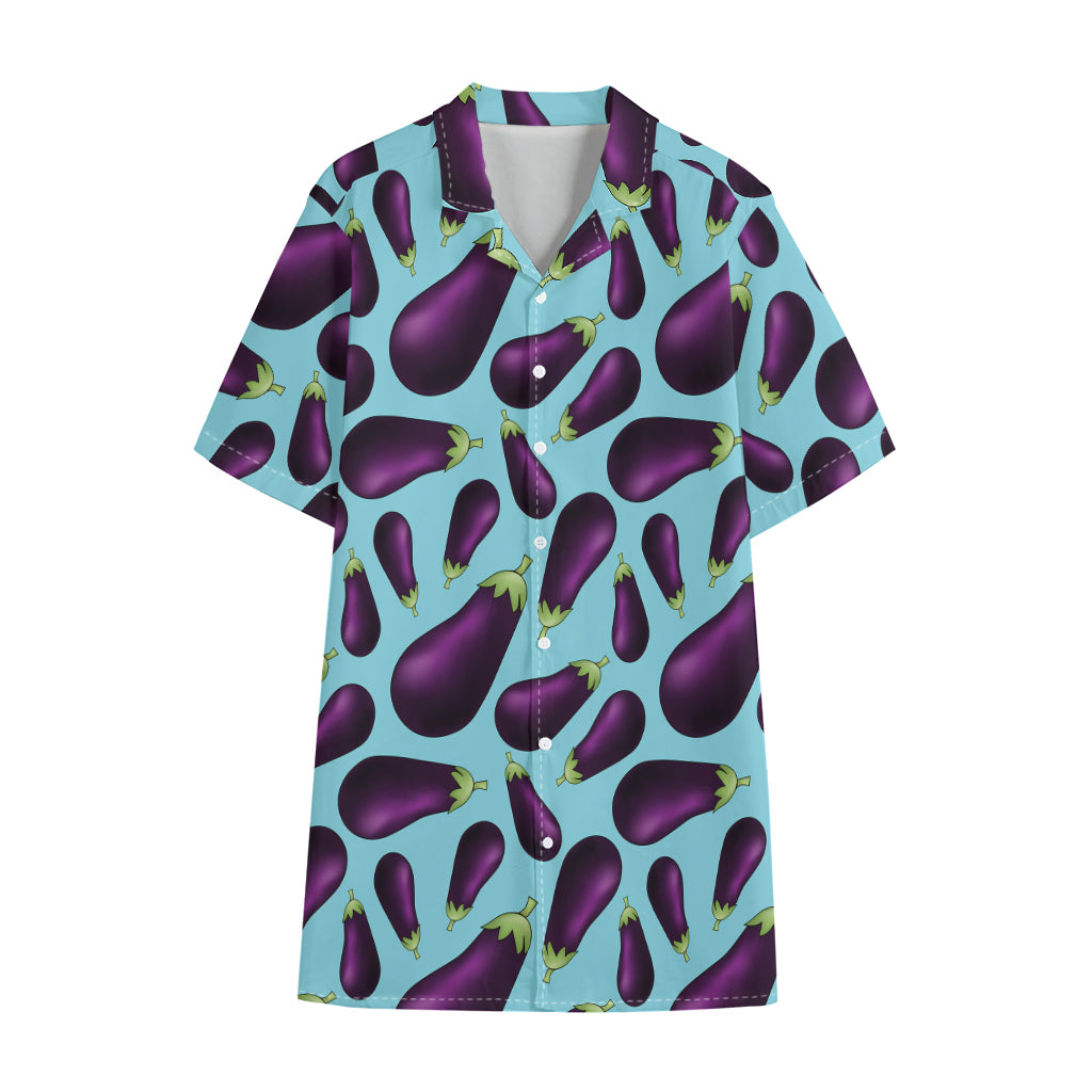 Purple Eggplant Pattern Print Cotton Hawaiian Shirt