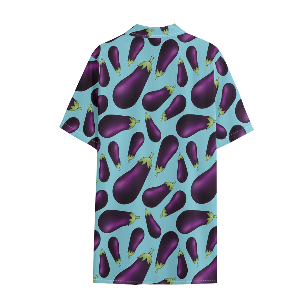 Purple Eggplant Pattern Print Cotton Hawaiian Shirt