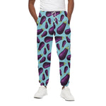 Purple Eggplant Pattern Print Cotton Pants