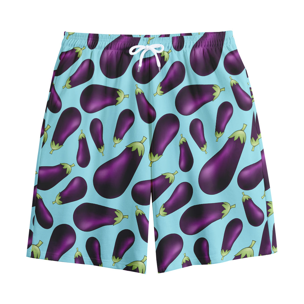 Purple Eggplant Pattern Print Cotton Shorts