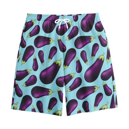 Purple Eggplant Pattern Print Cotton Shorts
