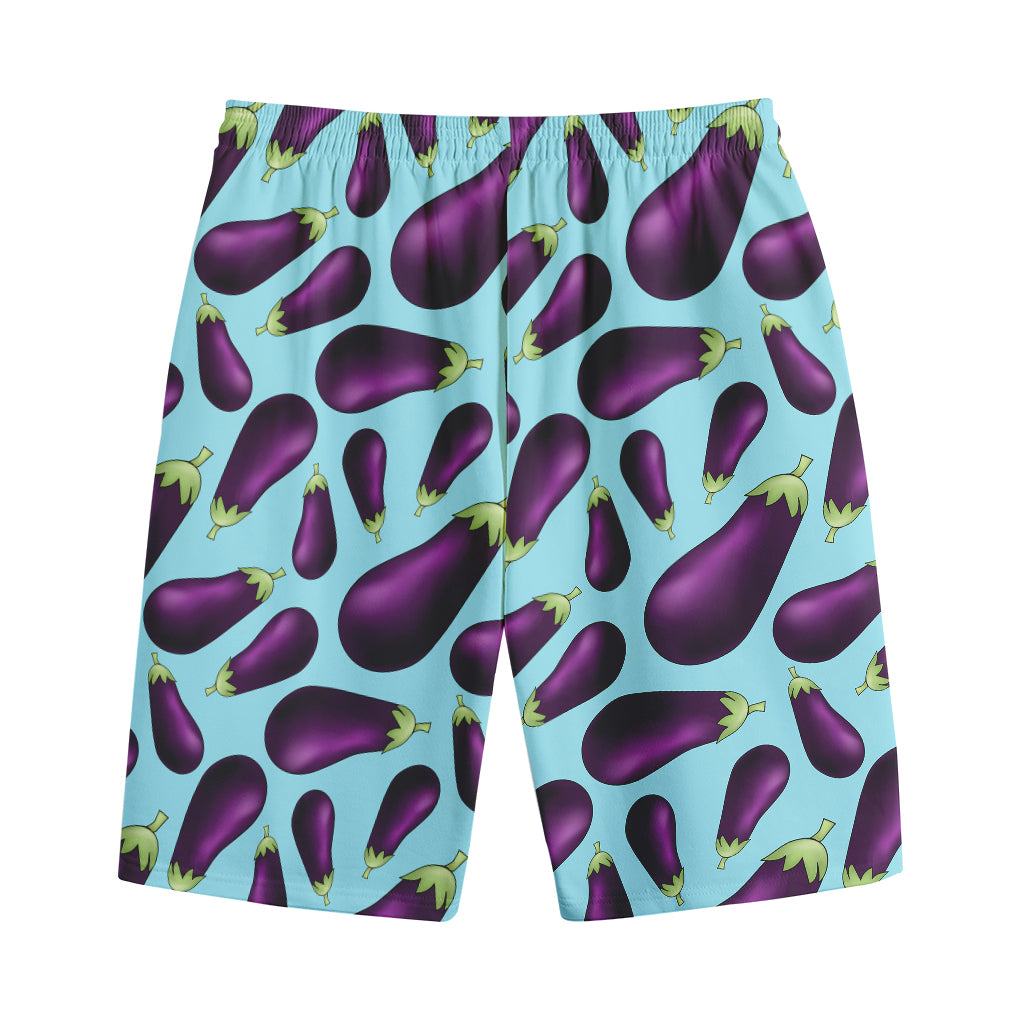 Purple Eggplant Pattern Print Cotton Shorts