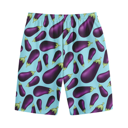 Purple Eggplant Pattern Print Cotton Shorts