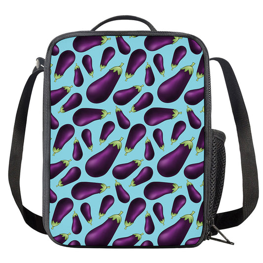 Purple Eggplant Pattern Print Crossbody Lunch Bag
