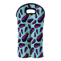 Purple Eggplant Pattern Print Double Neoprene Wine Tote