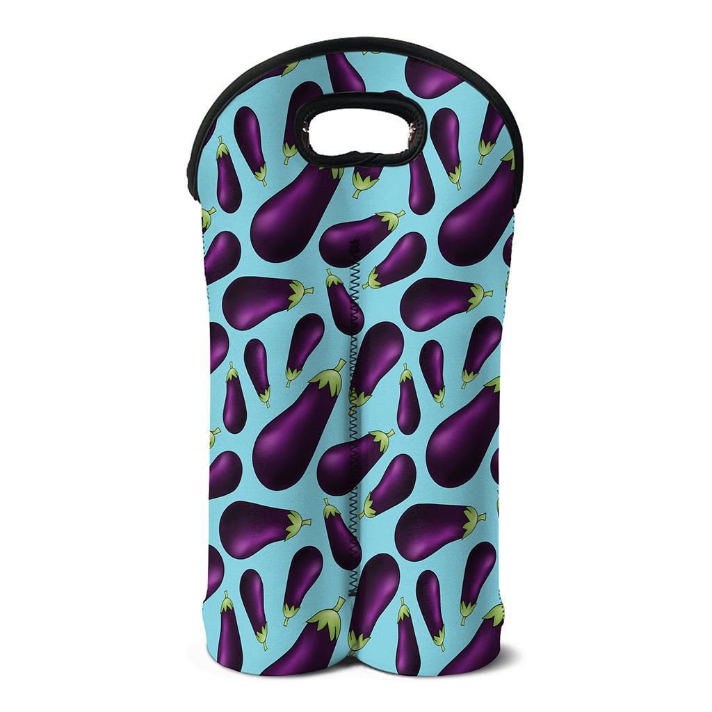 Purple Eggplant Pattern Print Double Neoprene Wine Tote
