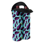 Purple Eggplant Pattern Print Double Neoprene Wine Tote