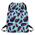 Purple Eggplant Pattern Print Drawstring Backpack