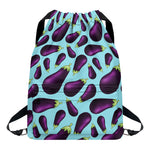 Purple Eggplant Pattern Print Drawstring Backpack