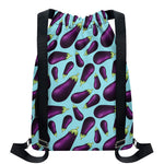Purple Eggplant Pattern Print Drawstring Backpack