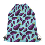 Purple Eggplant Pattern Print Drawstring Bag