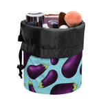Purple Eggplant Pattern Print Drawstring Makeup Bag