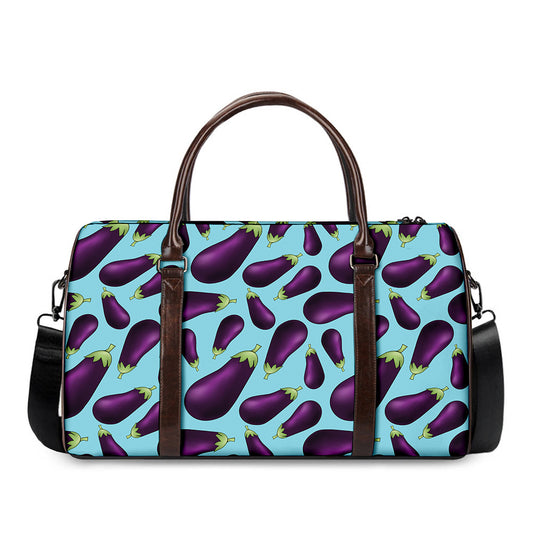 Purple Eggplant Pattern Print Duffle Bag