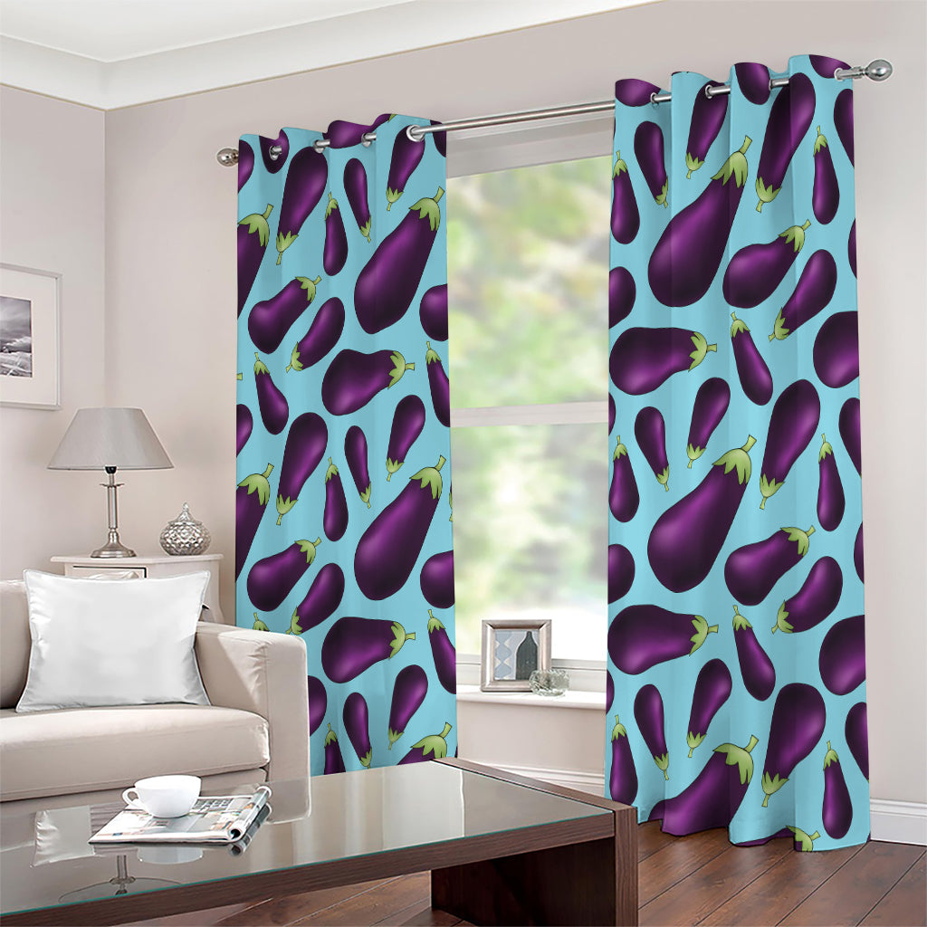 Purple Eggplant Pattern Print Extra Wide Grommet Curtains