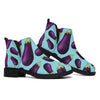 Purple Eggplant Pattern Print Flat Ankle Boots