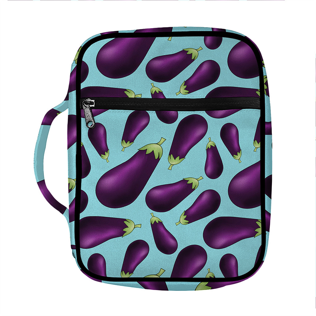 Purple Eggplant Pattern Print Front Pocket Bible Bag