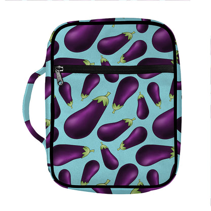 Purple Eggplant Pattern Print Front Pocket Bible Bag