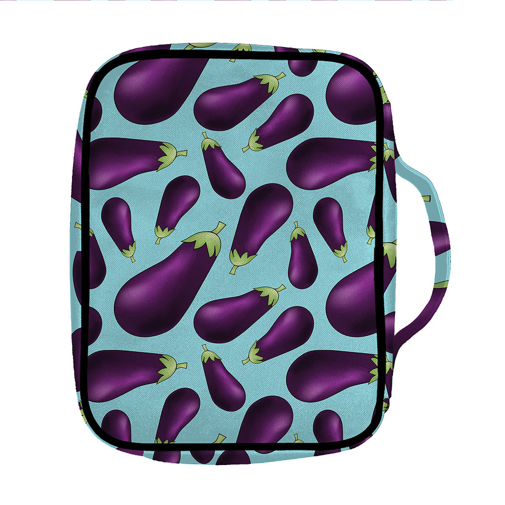 Purple Eggplant Pattern Print Front Pocket Bible Bag