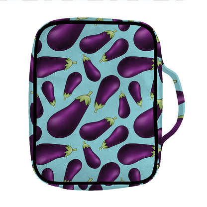 Purple Eggplant Pattern Print Front Pocket Bible Bag
