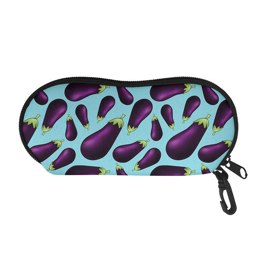 Purple Eggplant Pattern Print Glasses Case
