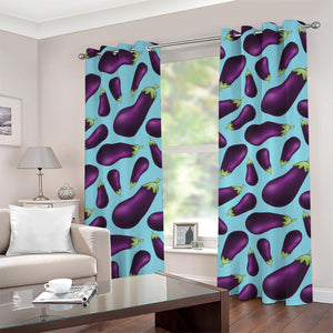 Purple Eggplant Pattern Print Grommet Curtains