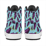 Purple Eggplant Pattern Print High Top Leather Sneakers